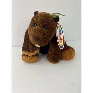 Mary Meyer Flip Flops Plush Relaxed Animal Bucky Beaver Plush Tag Bow‎ Vintage